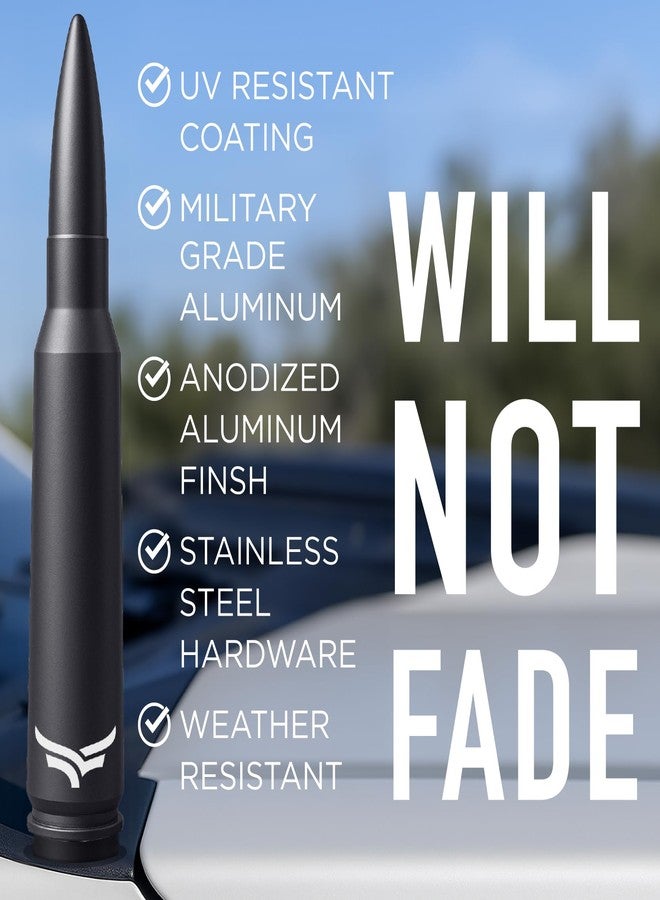 EcoAuto 50 Cal Badass Bullet Antenna® Fits Chevy Silverado & GMC Sierra Truck Accessories — Short Replacement Antenna for Trucks — Chevy Silverado 1500 Accessories — Ditch The Whip & Upgrade Your Truck - Image 2